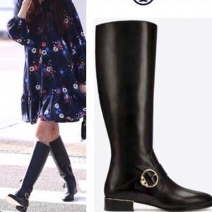 Tory Burch Sofia Black Riding Knee High Boots